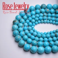 free shipping natural stone blue turquoises round loose smooth beads 15 strand 4 6 8 10 12 mm pick size for jewelry making