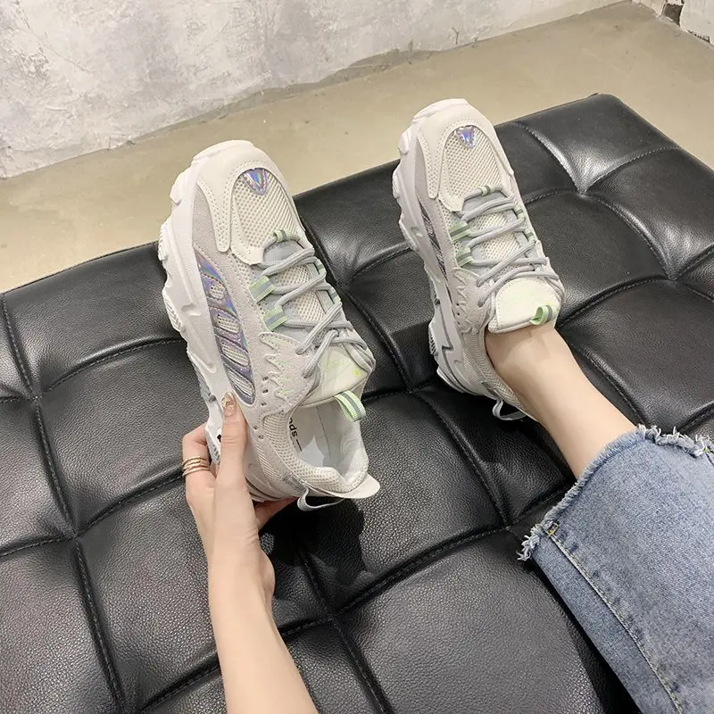 

2020 spring and autumn new breathable all-match sports casual shoes women's thick bottom color matching fashion old shoes X480