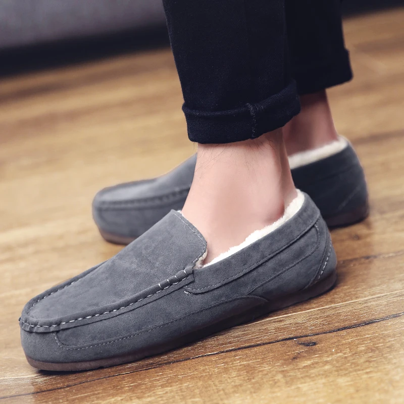 Unisex Fur Men Loafers winter keep warm Shoes Casual Light Canvas Sneakers Flat Footwear Zapatillas | Обувь