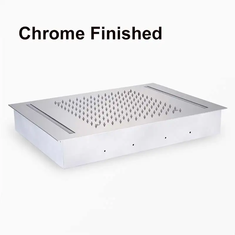 Chrome Finished Светодиодный светильник, насадка для душа, 304 SUS, насадки для душа с дождевой насадкой, черный, для ванной, большой светодиодный, на потолок, Хромированная душевая головка, s 500*360 мм - Цвет: Chrome Finished