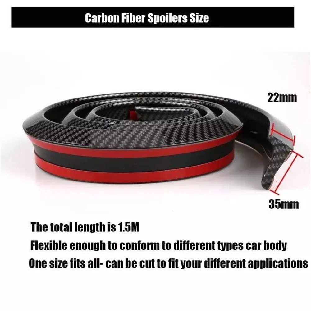 

Universal Car Rear Bumper Lip Spoiler Carbon Fiber Rubber Strip Protector for Cars, Trucks (4.92ft)