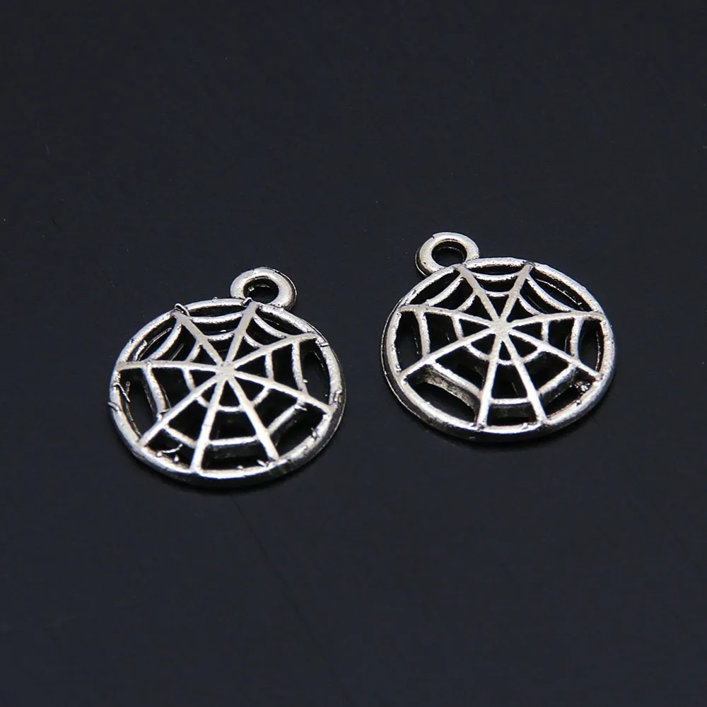 20 шт Серебряный цвет изысканный паук веб Амулеты Хэллоуин украшение pendant брелок