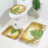 marry christmas cartoon three piece set 3d printed bathroom pedestal rug lid toilet cover bath mat set drop shipping 11