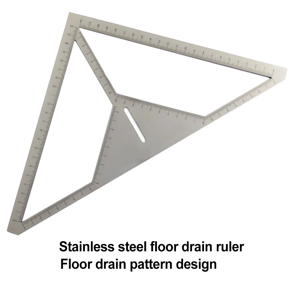 

High Accuracy Flower Pattern Thicken Floor Drain Multifunction Tile Triangle Ruler Bathroom Stainless Steel Measuring Tool