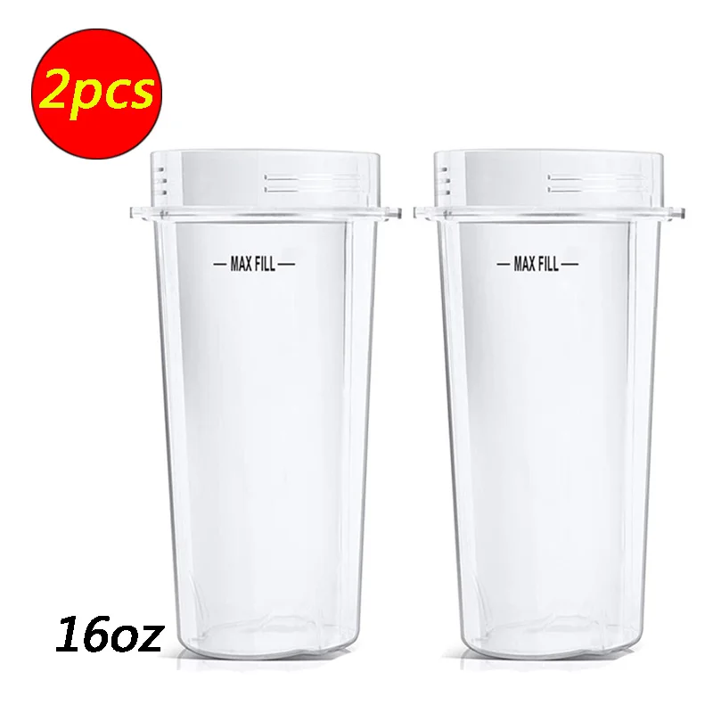 2PCS Portable 16 oz Ounce Cup Spare Replacement Parts Accessories for Nutri Ninja Auto-iQ 900W 1000W and Duo Blenders Juicer