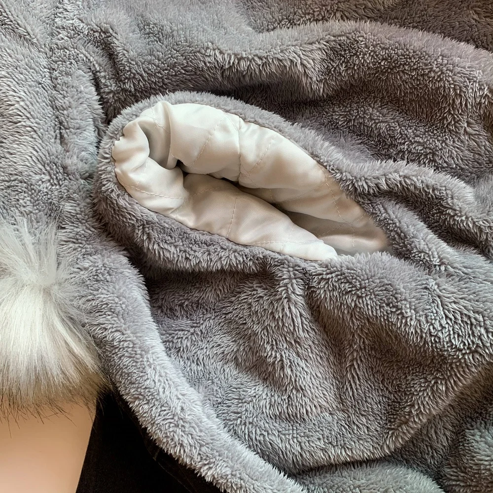 Женское теплое мягкое меховое пальто джинсовая куртка зимнее плюшевое