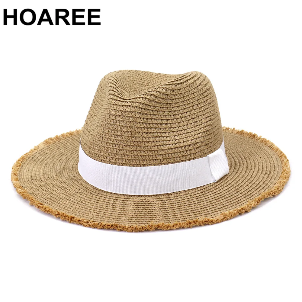 

Sun Hats For Women Men Panama Hat Summer Beach Wide Brim Straw Sombrero Rough Brimmed Jazz Straw Hat Sombrero Vintage Trilby
