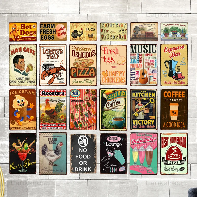 Еда яйца жестяная вывеска винтажная табличка рисунок для бара кафе дома