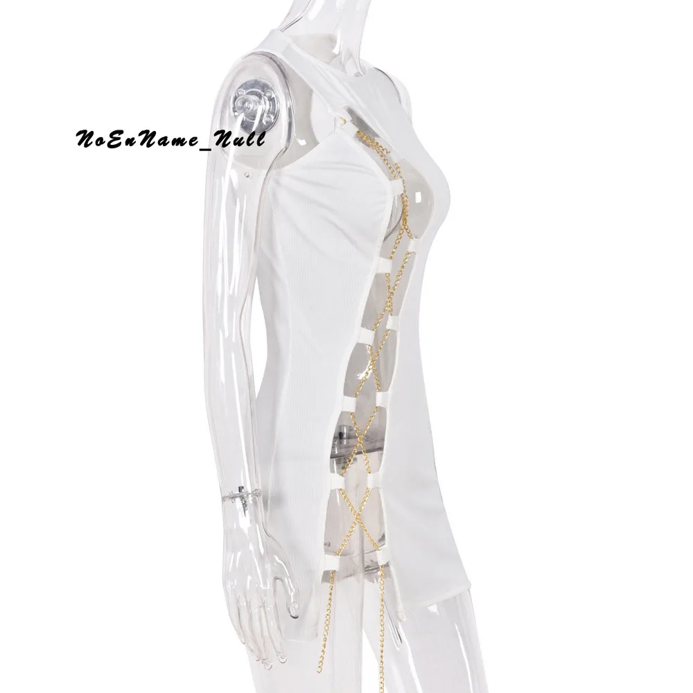 

2021 Summer women's fashion slim Hollow Y2k chain Chest Cutout sexy dress Woman Club Streetwear Vacation Slim Dress Ladies