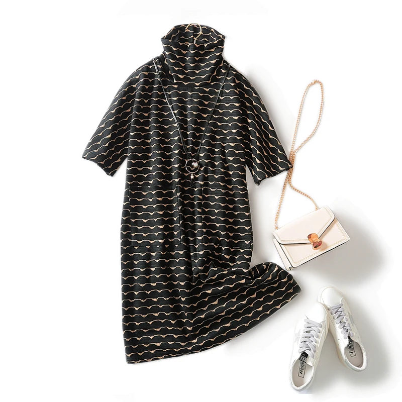 Осень 2019 новинка женские рукава реглан волнистая фигура половина водолазка