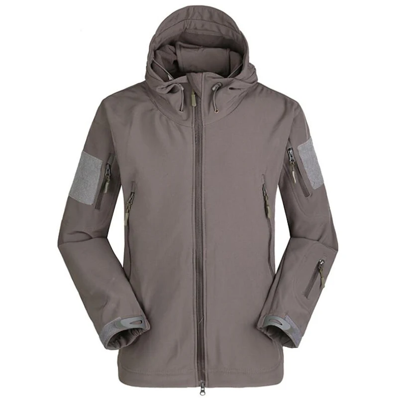 Dark grey Тактическая куртка мужская военный камуфляж для вылазок Водонепроницаемая ветровка из мягкой ткани мужская зимняя теплая флисовая куртки летчиков охотничья одежда - Color: Dark grey