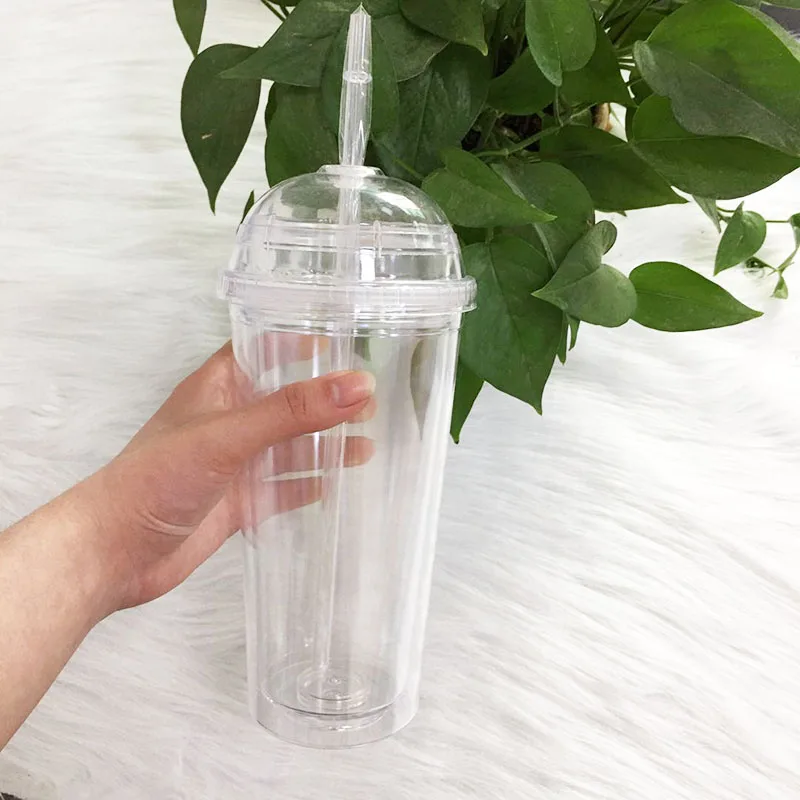 Прозрачные пластиковые чашки с купольными крышками соломинка для холодных