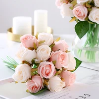 12pcsset 25cm artificial rose flowers bridal bouquets for wedding table home party decorations diy decorative fake flowers