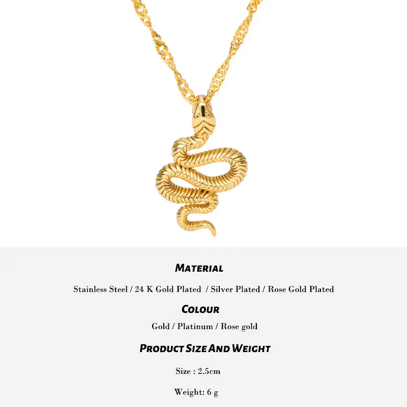 

Casual Animal Snake Pendant Necklaces for Women Minimalist Style Stainless Steel Chain Necklace Kpop Party Jewelry Bijoux Gift