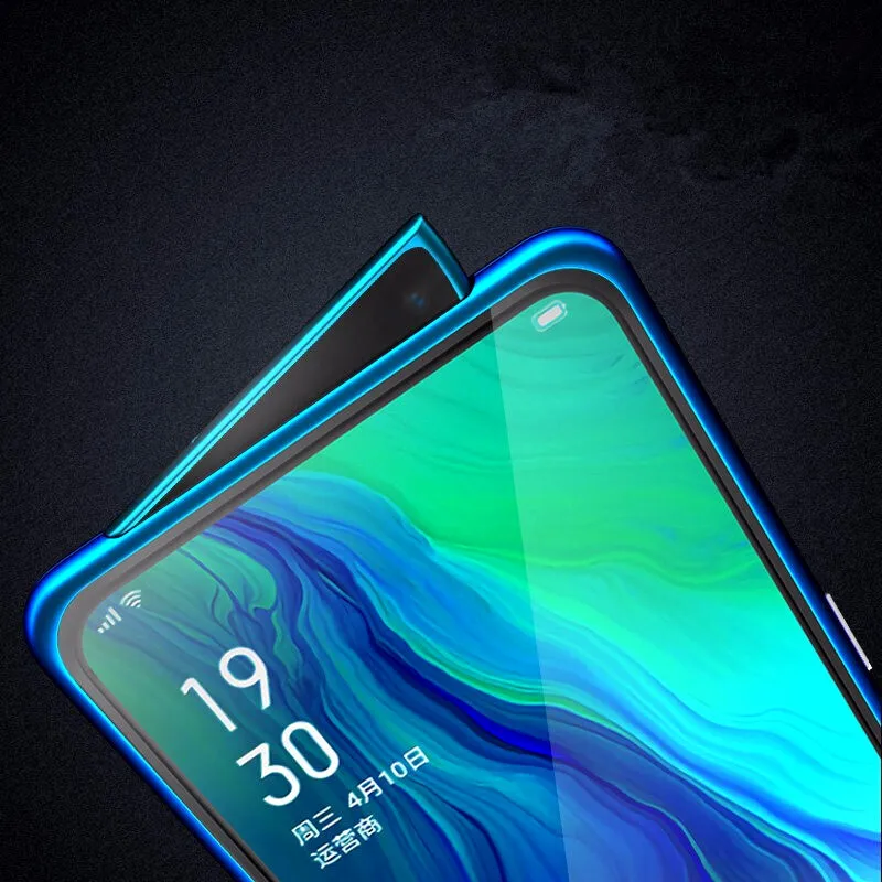 Роскошный металлический магнитный передний и задний Чехол из закаленного стекла