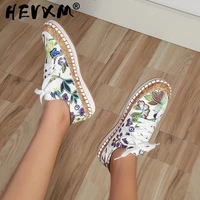 new popular womens shoes plus size color matching and printing lace up flat shoes womens casual shallow mouth womens sneakers
