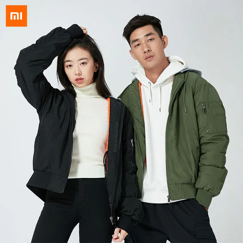 Xiaomi Mijia теплая куртка для полета Классическая удобная съемная вязаная шапка два