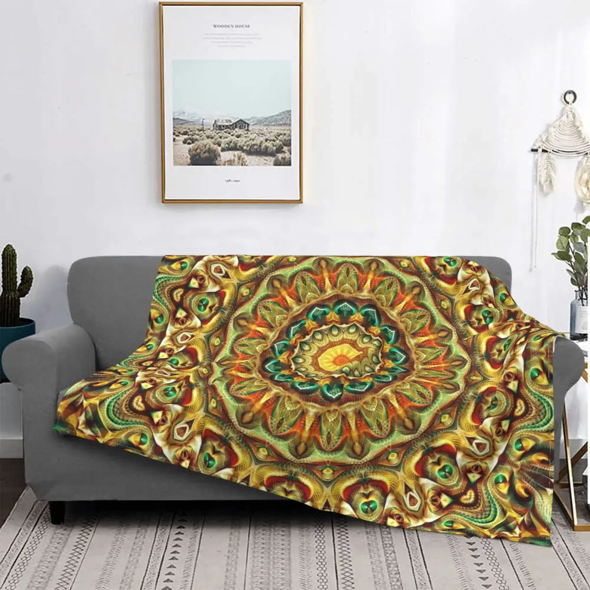 

Flower Of Life Mandala Blanket Zen Sacred Geometry Plush Warm Soft Flannel Fleece Throw Blankets For Sofa Bed Bedroom Velvet Art