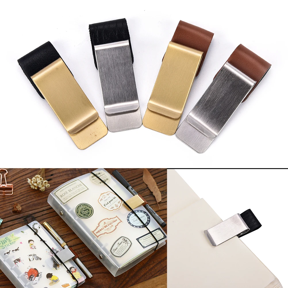 

1Pcs Creative Metal Pen Holder Custom Notebook Clip, Genuine Leather Notebook Notebook, Paper Folder Pen Clip