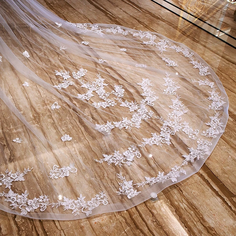 

New Arrival Two layers Wedding veils Lace Appliques Ivory mariage wedding accessories 2021 Sexy Bridal veil velo de novia