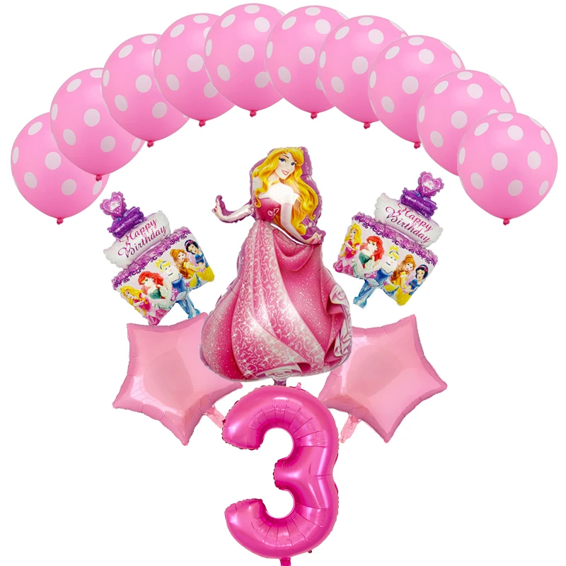 16pcs/lot princess balloons globos 32inch number Baby shower foil ballons birthday party decorations kids toys girl globos