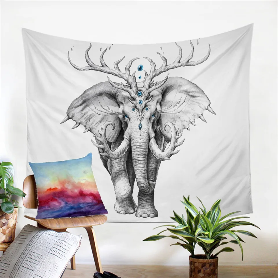 Elephant Soul Сезонные изменения от JoJoesArt гобелен цветочный олень настенный с принтом животных простыни материнская любовь постельные принадлежности декоративный гобелен - Цвет: Elephant Soul