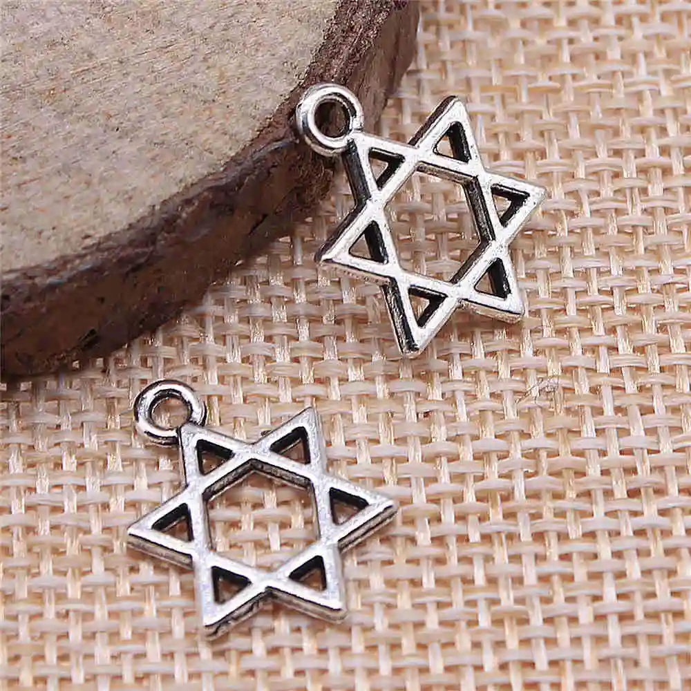 

Jewelery Pendants Making Charms For Jewelry 20pcs Hexagram Star Of David Charms 17x13mm Antique Silver Plated