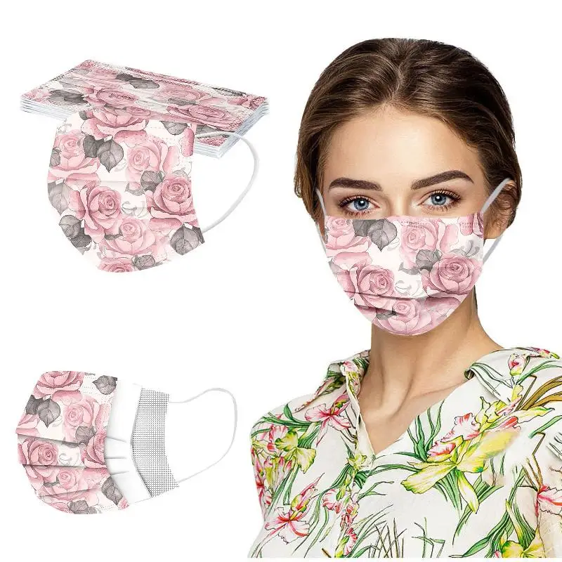 

2022 New Mascarillas Adult Spring Flower Print Disposable Protective Mask Mouths Face Mask Masks For Virus Protection Mascaras