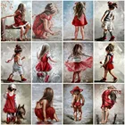 Evershine 5D DIY Алмазная вышивка девушка картины стразами алмазная мозаика Черный Красный алмазная картина портрет вышивка крестиком подарок на новый год