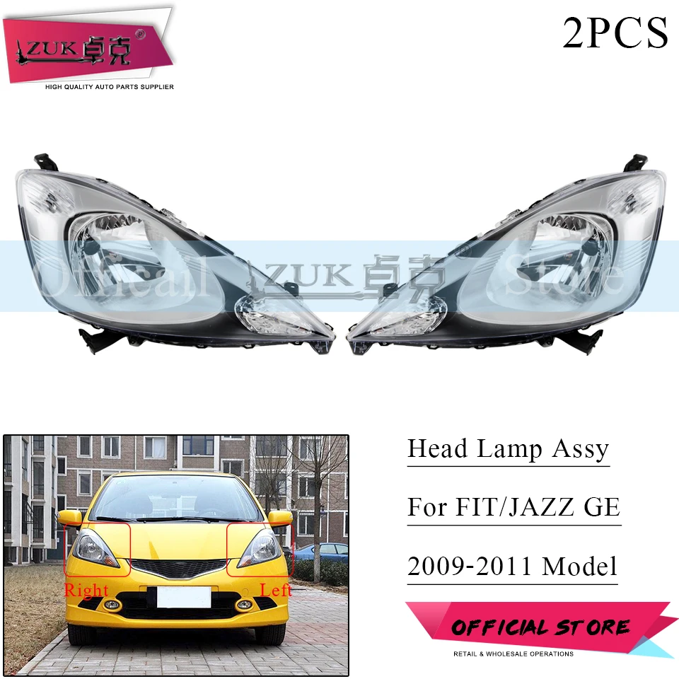 ZUK 2 шт. передний галогенный головной светильник в сборе для HONDA FIT JAZZ GE6 GE8 2009 2010 2011