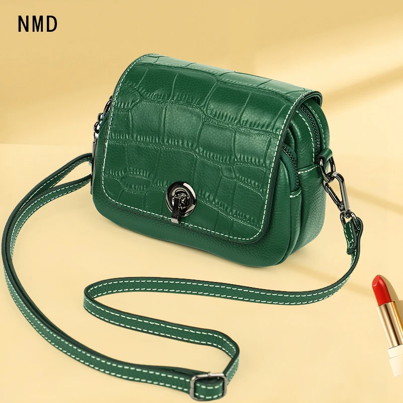 

NMD cow genuine Leather pressed crocodile pattern mini small square bag two shoulder single brand design female shoulder bag