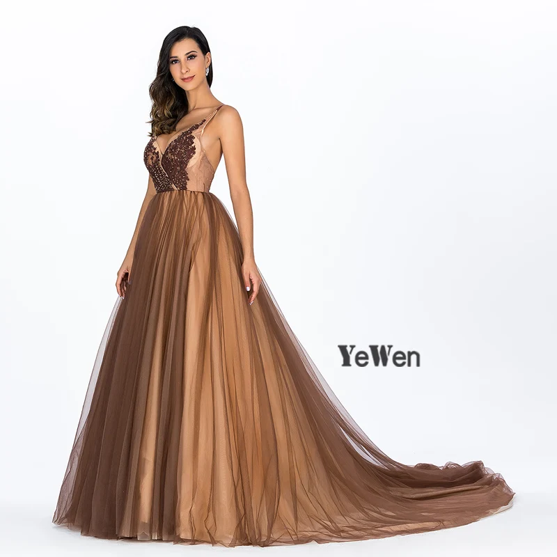 Сексуальное кружевное платье цвета шампанского с глубоким V образным вырезом без