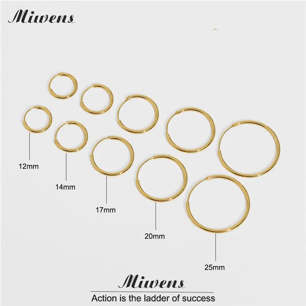 

12/14/17/20/25mm Stainless Steel Gold Metal Small Hoop Earrings For Women Men Copper Circle Round Huggies Earrings Ear Jewelry