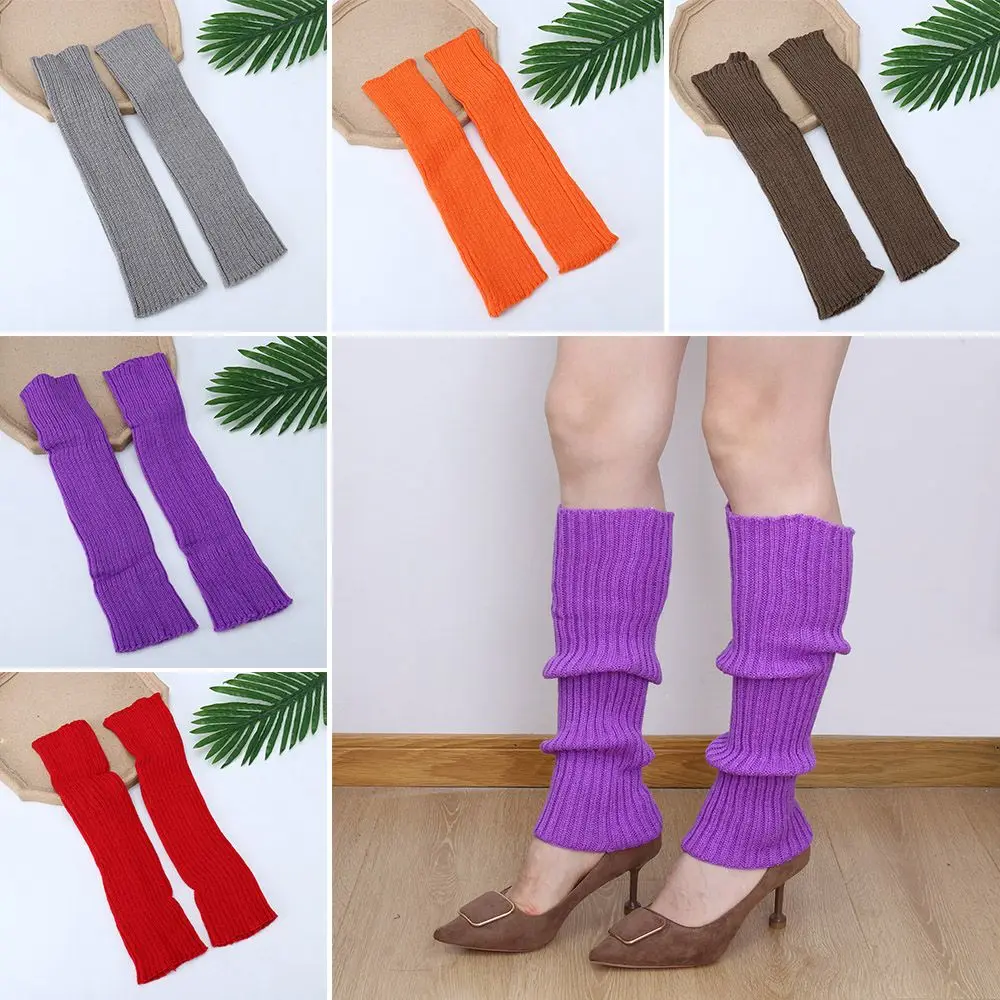 

Color Dance Leg Protector Over The Knee Lolita Stockings Matching Pile Socks Knitted Leg Warmers Latin Ballet