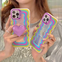 korea cute waves laser blu ray mirror phone case for iphone 12 11 pro max cases x xs max xr 7 8 puls case soft silicone cover