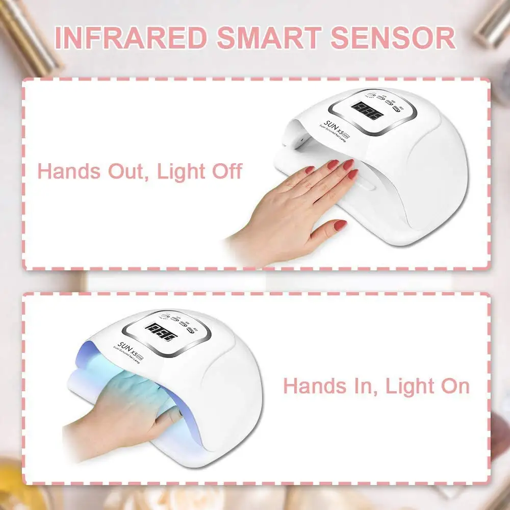 150W Светодиодная УФ лампа для ногтей гель лак с 4 таймеры гвоздь светильник