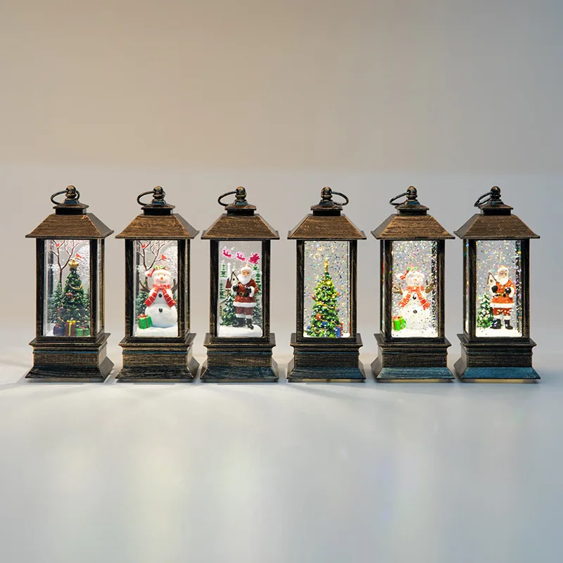 

Luminous interior water injection small wind lamp desktop ornaments Christmas tree scene layout small oil lamp mall decoration