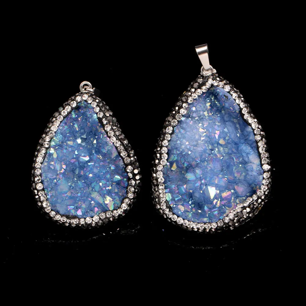 Подвески из натурального агата Druzy камень Кулон талисман с кристаллами кварца