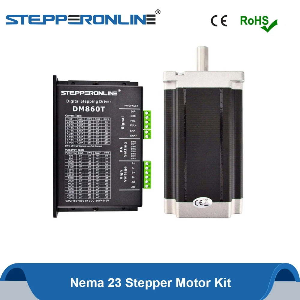 1 Ось Nema 34 CNC Комплект 13.0Nm-DM860T цифровой шаговый Драйвер 2,4-7.2A 18-80VAC или 36-110VDC+ 86x150 мм шаговый двигатель