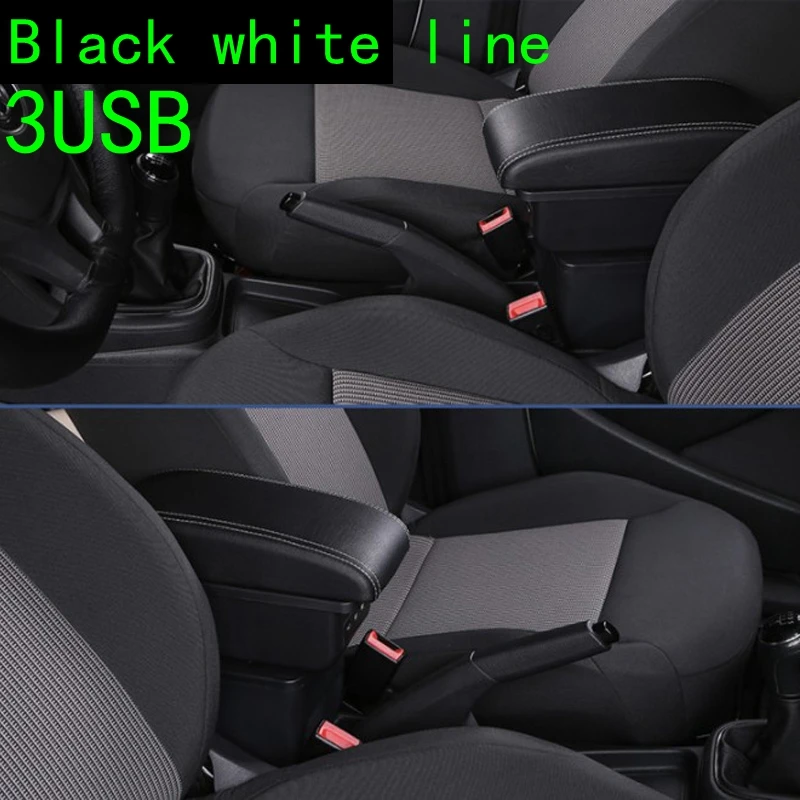 Black white line3usb Для Ford ECOSPORT подлокотник коробка ecosport автомобильные аксессуары заряжаемый удар-бесплатно USB до и после - Название цвета: Black white line3usb
