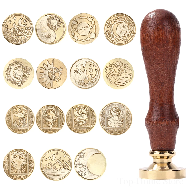 Винтажные восковые печати головы Звезда Луна инструменты для рукоделия