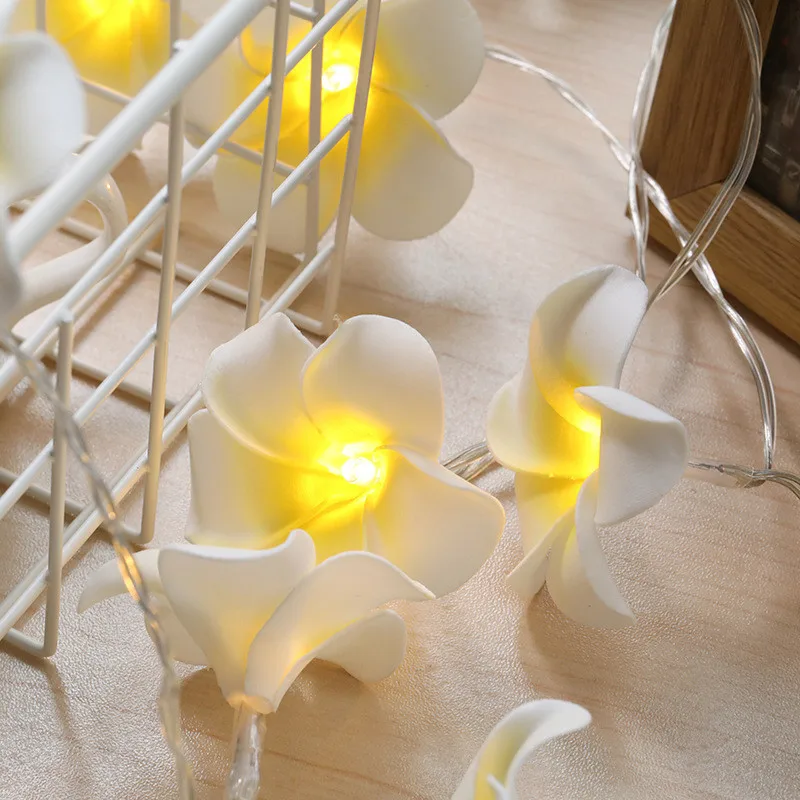 

2Pcs 1.5/3/6M Egg Plumeria Flower String Lights Foam Artificial Fairy Light Battery Power Christmas Party Wedding Decor Lamp
