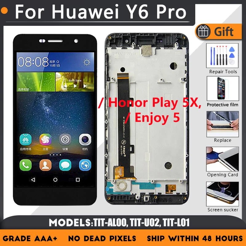 

5.0" LCD For Huawei Y6 Pro Display TIT-AL00 TIT-U02 L01 Honor Play 5X Enjoy 5 LCD Screen Assembly Replacement with Touch Glass