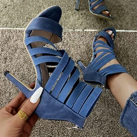2021 women sandalias mujer womens ladies pumps peep toe stiletto fashion bandage mixed colors high heels sandals casual shoe 43