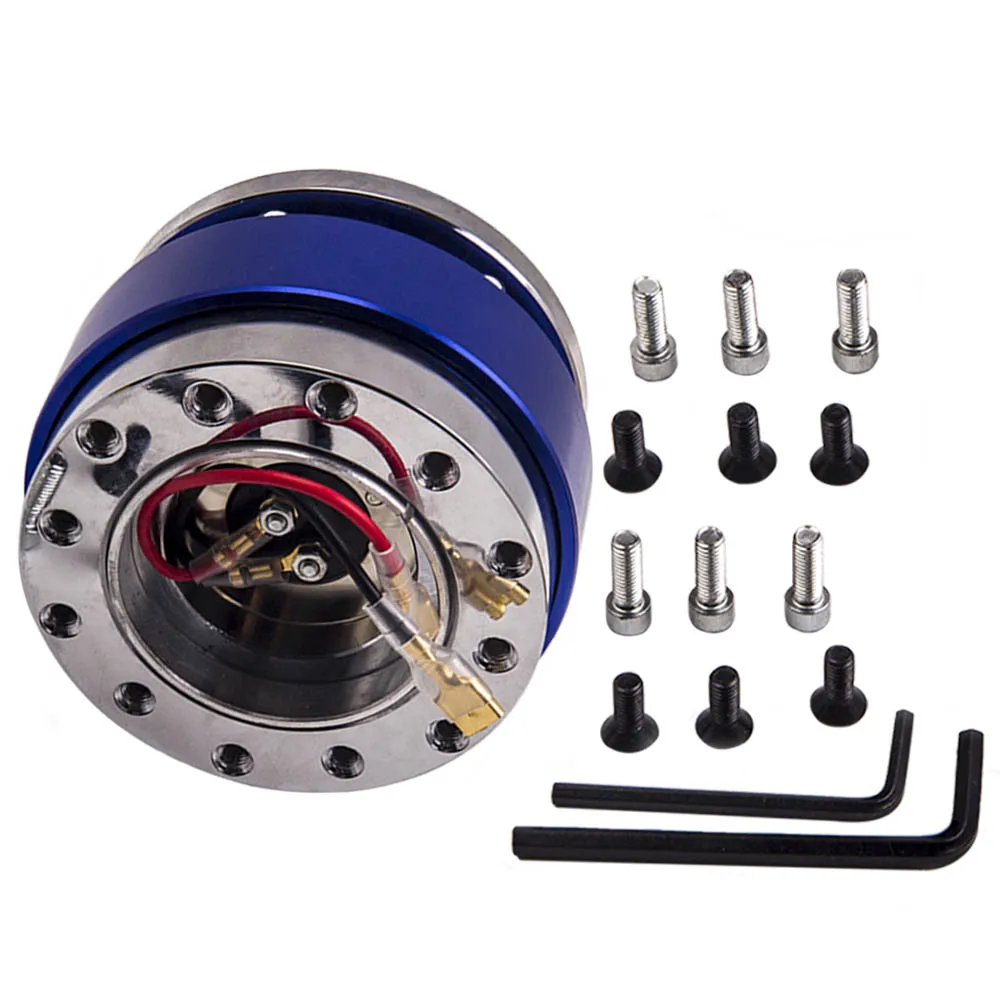 Синий быстросъемный адаптер на руль автомобиля комплект с замком универсальное 6