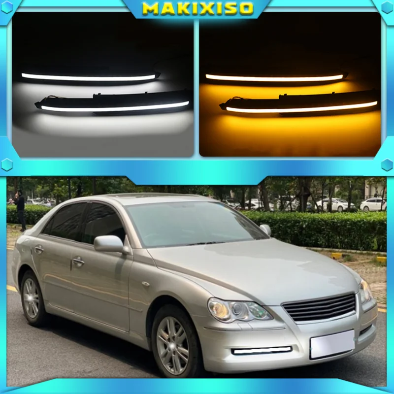 2PCS LED DRL Daytime Running Light With Turn Signal Fog Lamp For Toyota MARK X REIZ 2004 2005 2006 2007 2008 2009