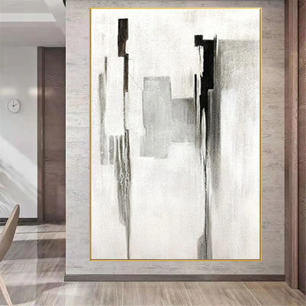 

100%hand Nordic Abstract Oil Painting Black And White Texture Wall Art Picture Canvas Painting Poster For Living Room Home Decor