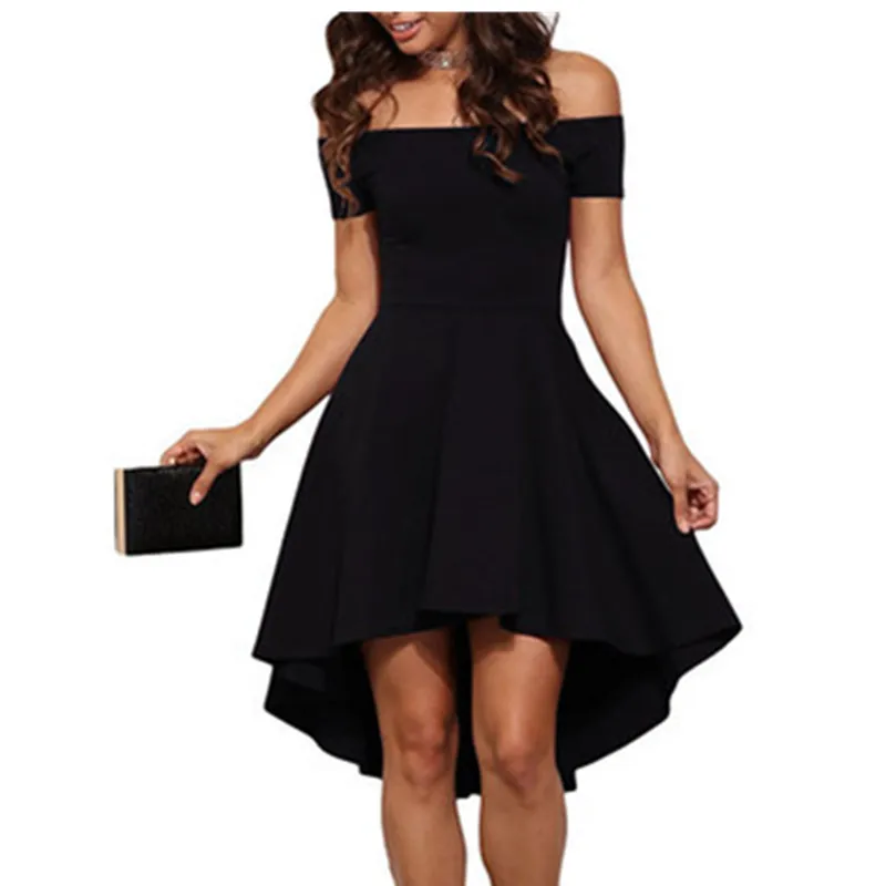 Женские с открытыми плечами коротким рукавом высокая низкая платья Лидер продаж