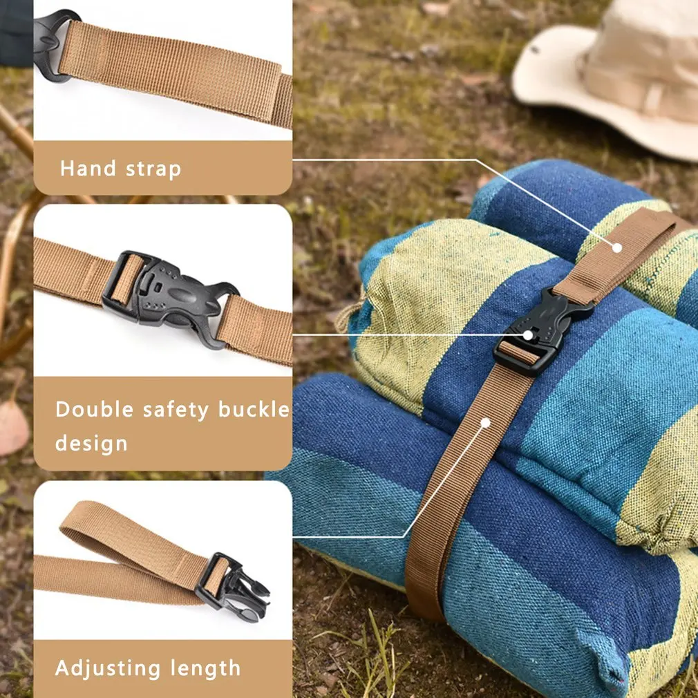 

1pc Adjustable Outdoor Camping Hiking Cargo Storage Fixing Belt Travel Tour Luggage Baggage Buckle Tied Tighten Strap