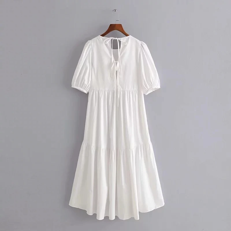 Винтажное белое Плиссированное длинное платье boho женское летнее платье Элегантное свободное Повседневное платье с коротким рукавом ретро корейское vestidos